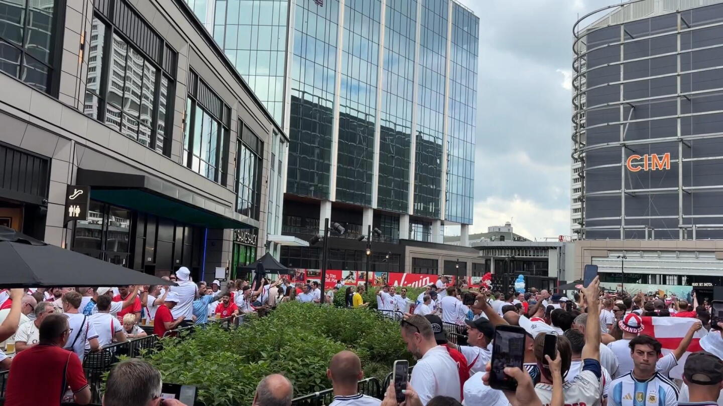England fans sing before semifinal v. Argentina - NBC Sports thumbnail