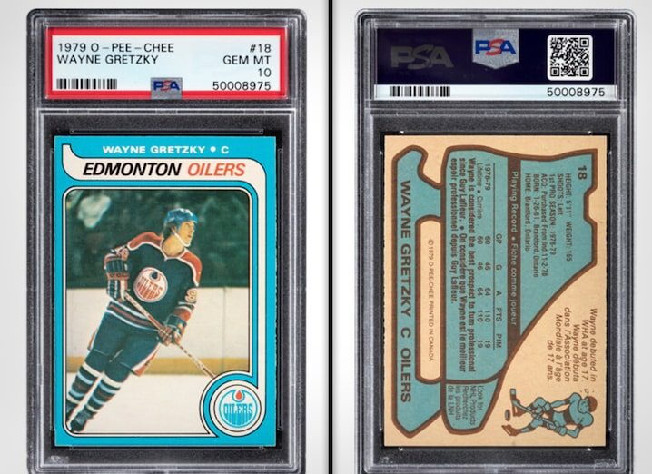 wayne gretzky rookie card graded Wayne Gretzky Autographed 1979 O-Pee-Chee Rookie Card #18 Edmonton Oilers PSA 5 Auto Grade Gem Mint 10 PSA/DNA #133122065