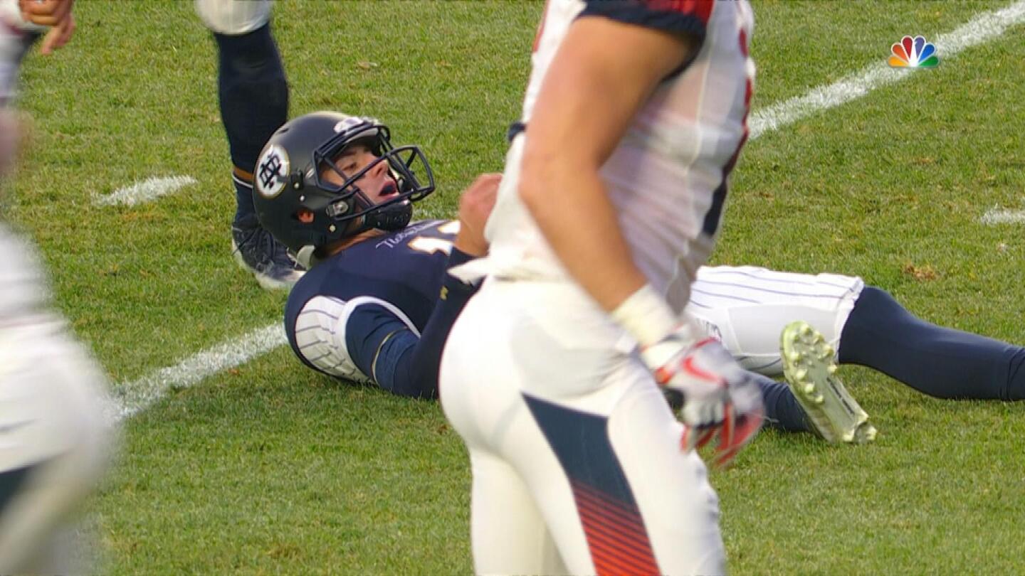 Notre Dame's Ian Book stumbles his way to bad interception - NBC Sports