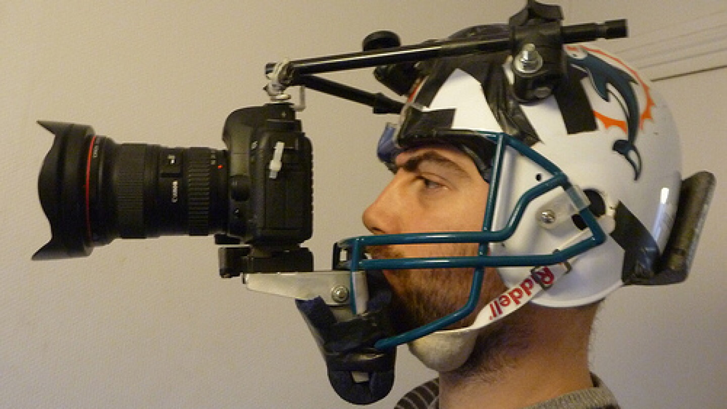 football helmet cam Proaim Surfer Rig for DSLR Camera / Giants RB Cam Skattebo is