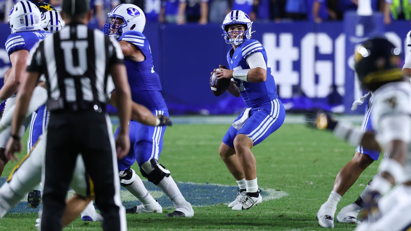 Bear Bachmeier throws for career-high 351 yards to lead No. 23 BYU past West Virginia 38-24