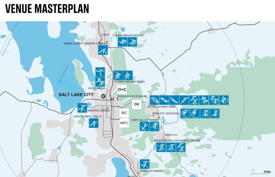 Plan du site des Jeux olympiques d'hiver de Salt Lake City 2034