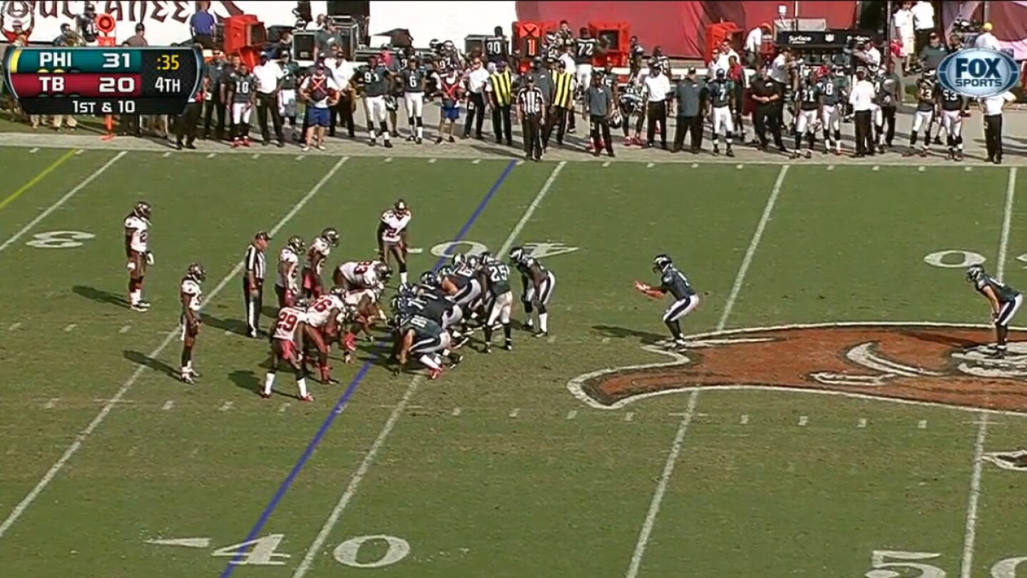 Victory Formation Eagles kneel from shotgun to avoid Buccaneers attacking victory ...