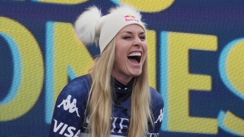 Image for Lindsey Vonn impresses again, storms to third in Val D'Isere downhill