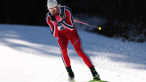 Image for 'King Klaebo' climbs to summit of Winter Olympics, ties gold medal record