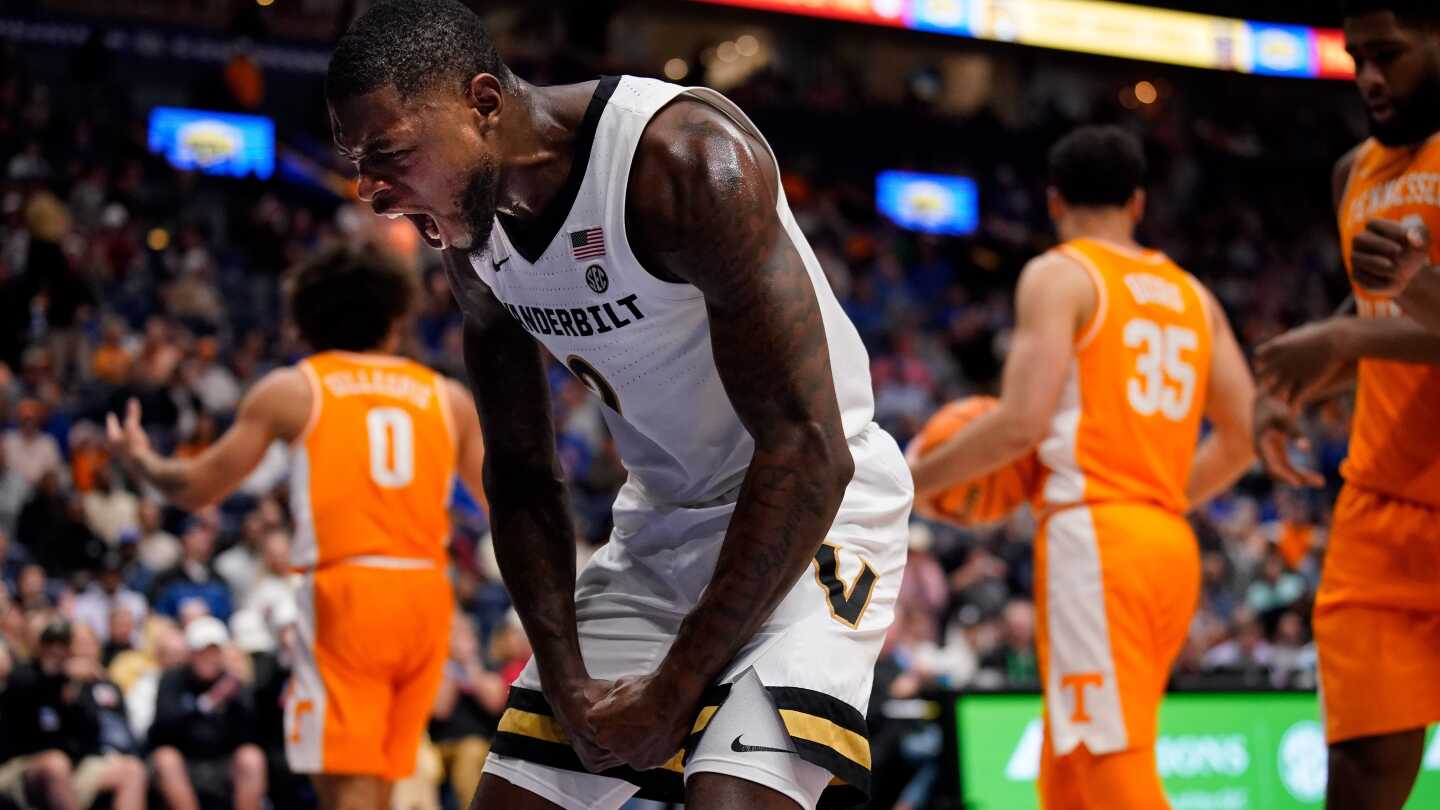 No. 22 Vanderbilt beats No. 25 Tennessee 75-68 to reach SEC semifinals
