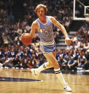 Larry Bird in his Indiana State Sycamores uniform