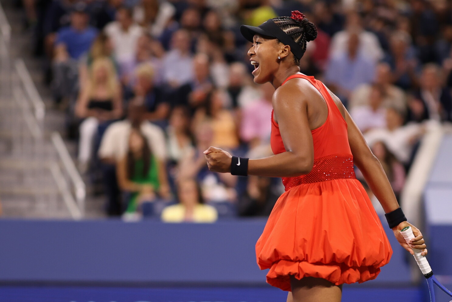 naomi osaka red dress Naomi Osaka's US Open Outfit Featured a Crystal-Covered Labubu