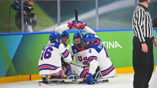 Image for United States skates to unprecedented fifth straight Paralympic sled hockey gold, beating Canada 6-2