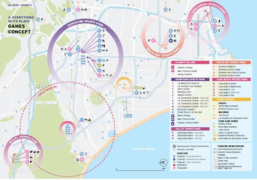 Los Angeles 2024 Olympic projected ticket prices, venue map in bid book