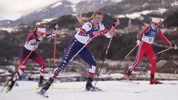 Image for Jessie Diggins competes in classic sprint with bruised ribs from skiathlon