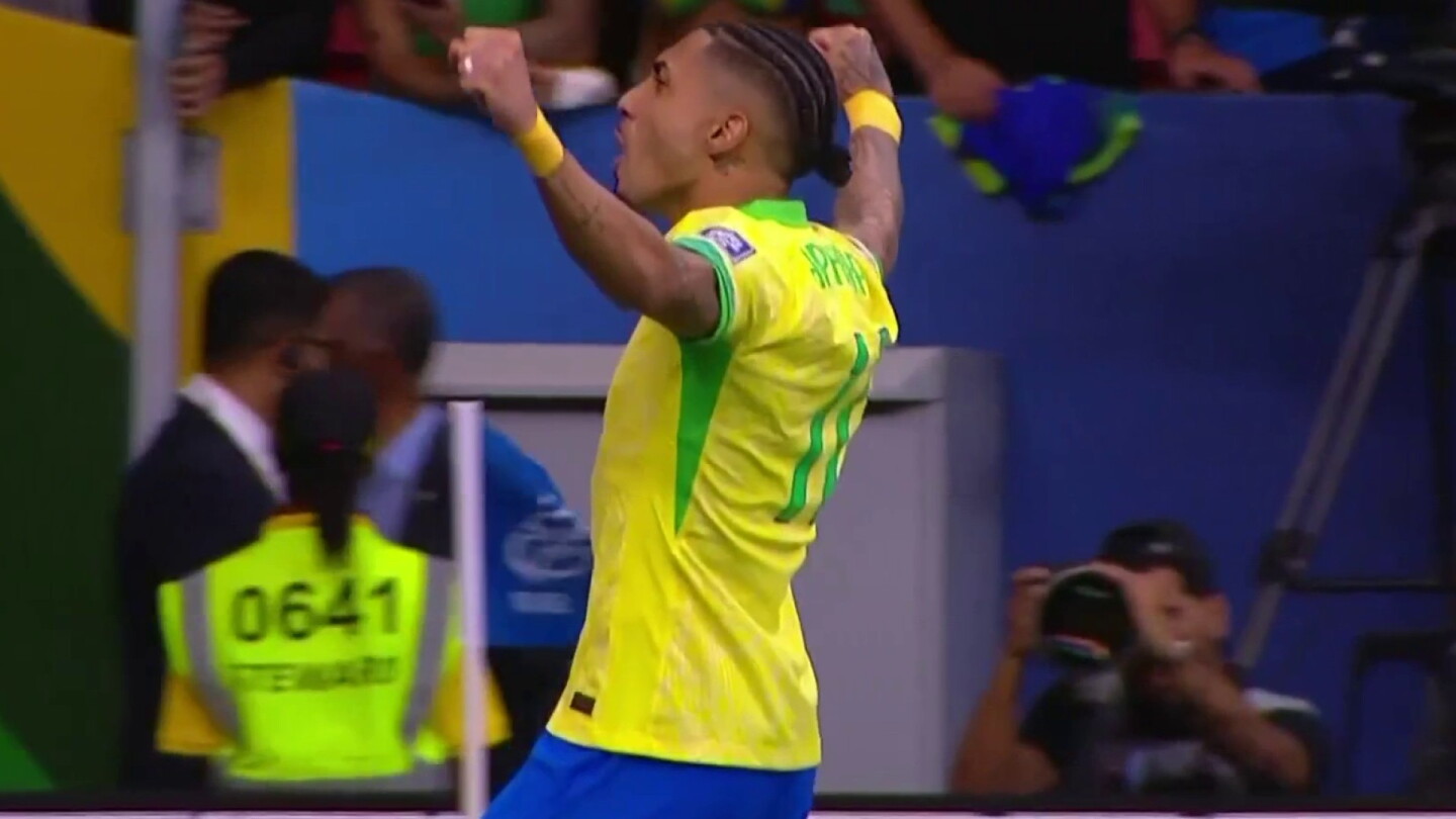 Brazil Raphinha Goal Raphinha puts away the penalty shot for Brazil against Colombia - NBC ...