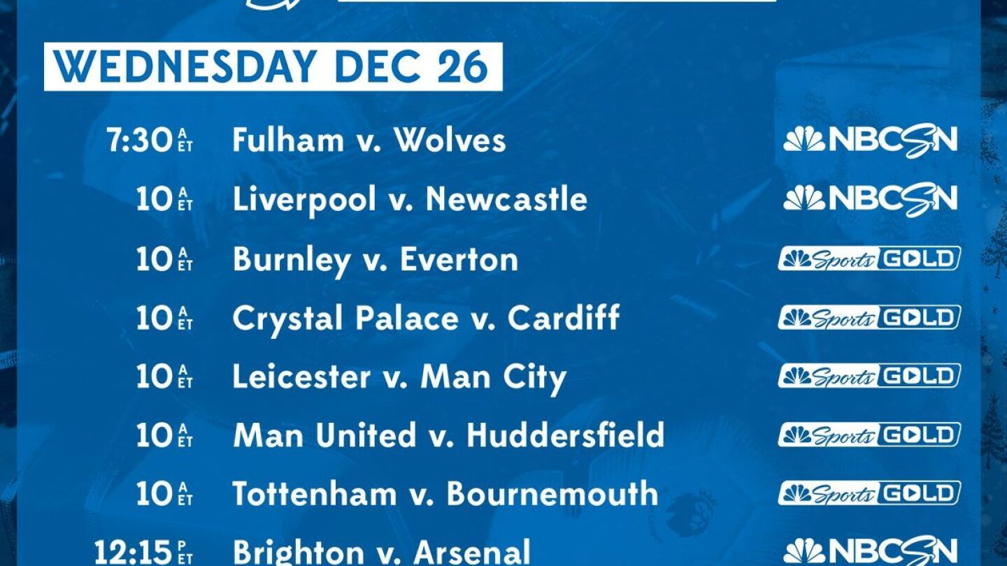 Boxing Day Premier League TV schedule - NBC Sports