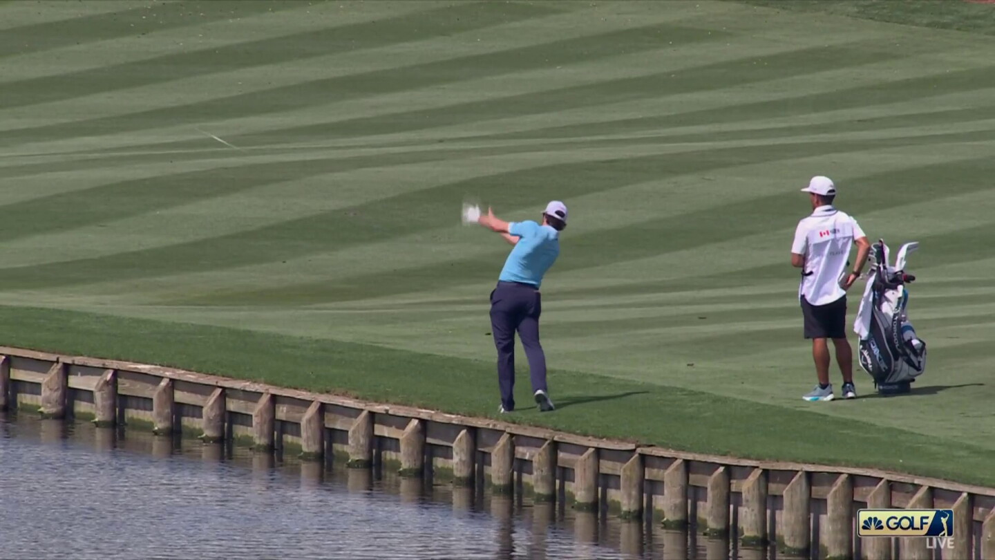 Hadwin tosses club in lake after finding water Hadwin tosses club in lake after finding water