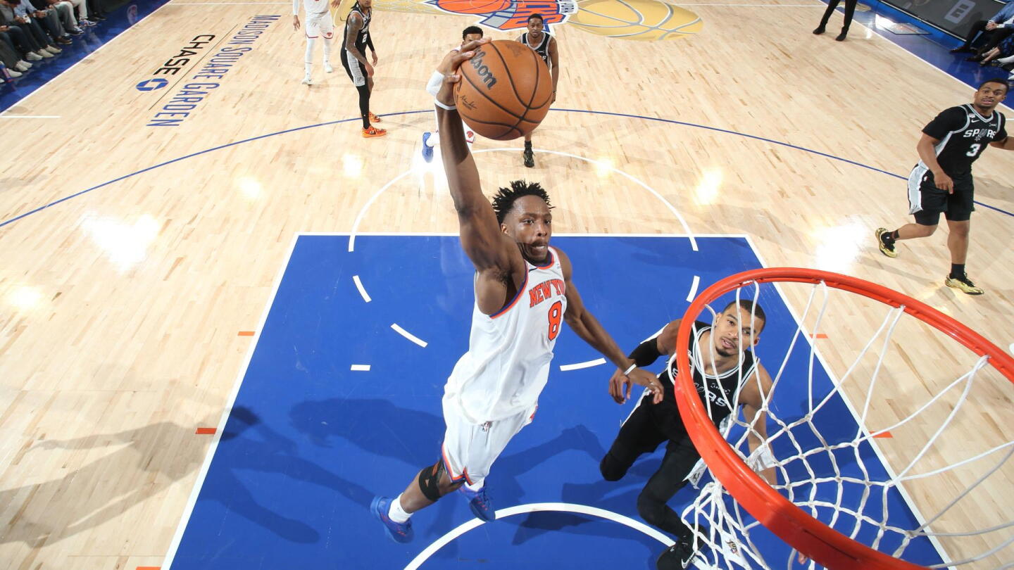 OG Anunoby throws down a massive dunk to ignite the Madison Square Garden crowd during the Game 4 comeback