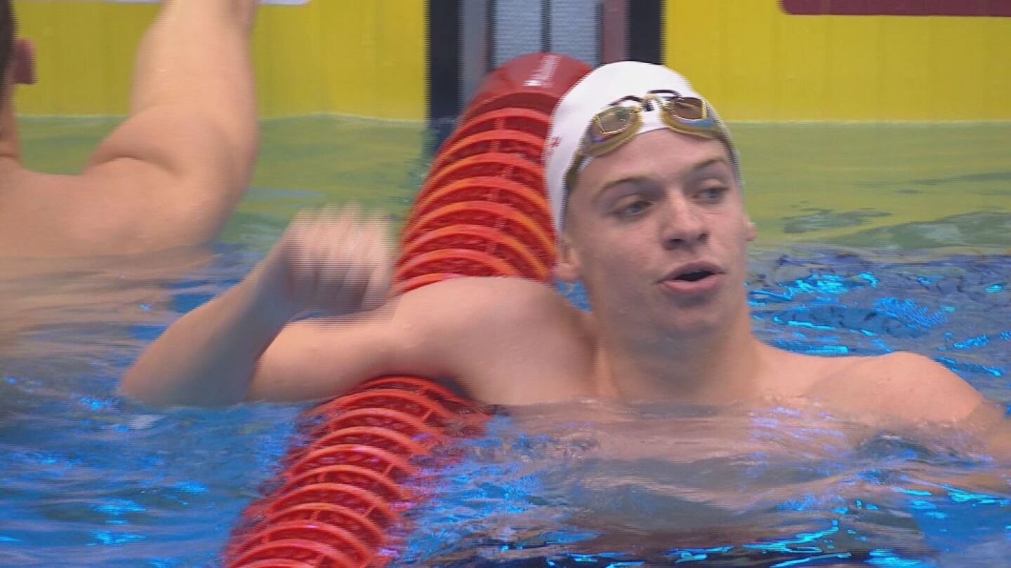 Leon Marchand joins legends with third gold medal of swimming worlds ...